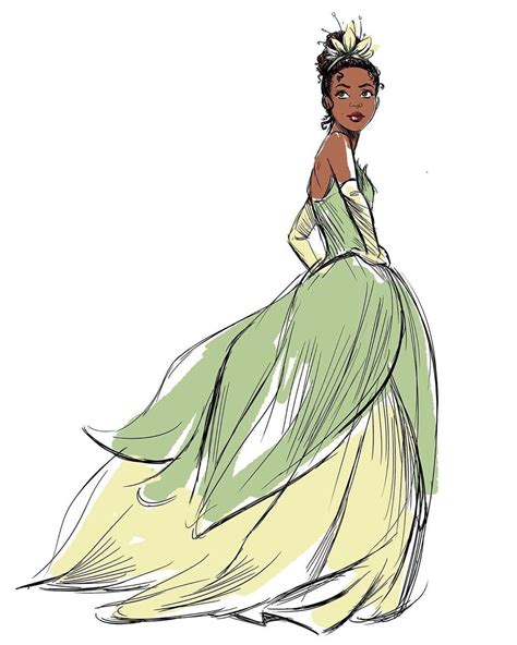 A Drawing Of A Woman In A Green Dress