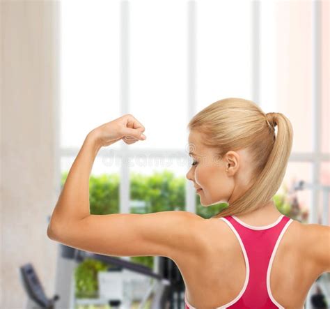 Sporty Woman Showing Her Biceps Stock Photo Image Of Center Fitness