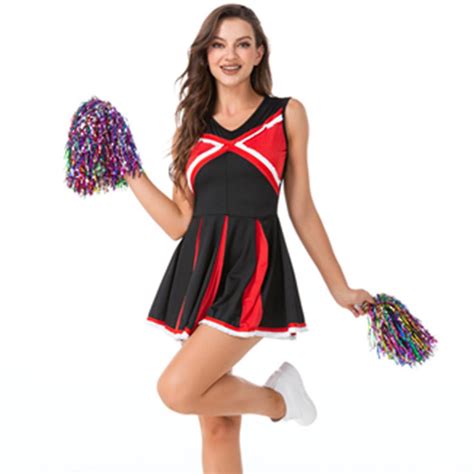 cheerleader fancy dress outfit uniform high school musical costume with pom poms