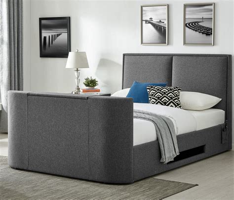 Valencia Grey Fabric Tv Bed With 32 Tv Included 6ft Super King Size