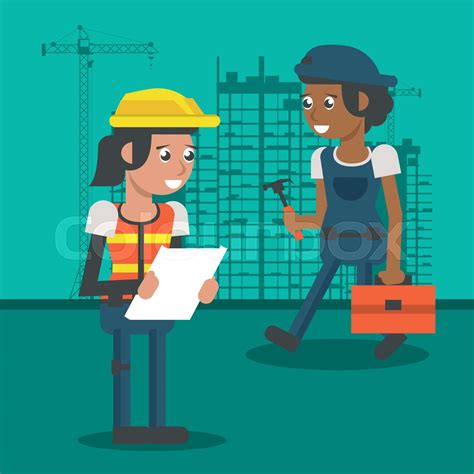 Construction Workers Cartoons Stock Vector Colourbox