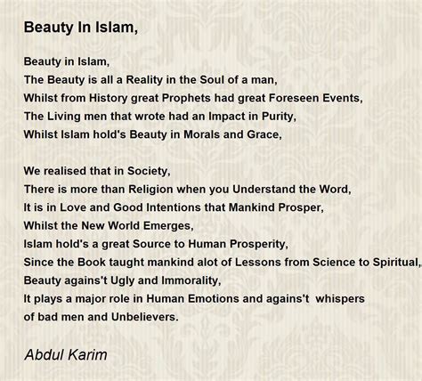 Beauty In Islam By Abdul Karim Beauty In Islam Poem