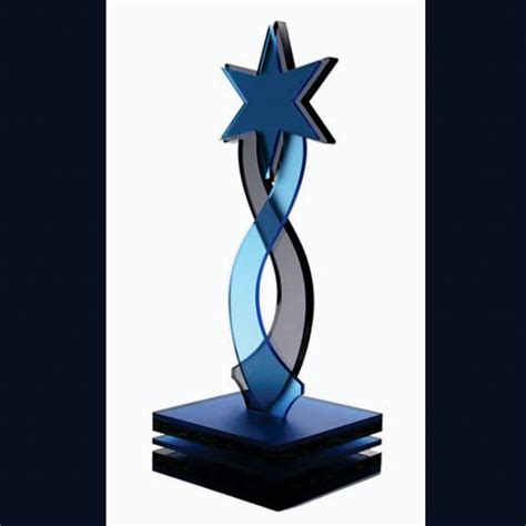 Blue Pentagon Star Acrylic Trophy Trophy Manufacture In Mumbai