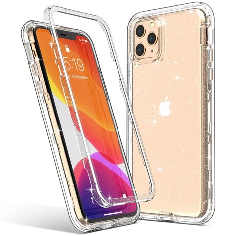 iphone 11 pro max case ulak slim clear glitter sparkle heavy duty shockproof rugged protection