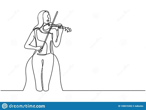 One Continuous Line Drawing Of Young Happy Female Violinist Performing