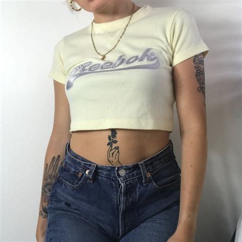 Classic 90s Y2k 2000s Vintage Reebok Spell Out Crop Top T Shirt Ribbed