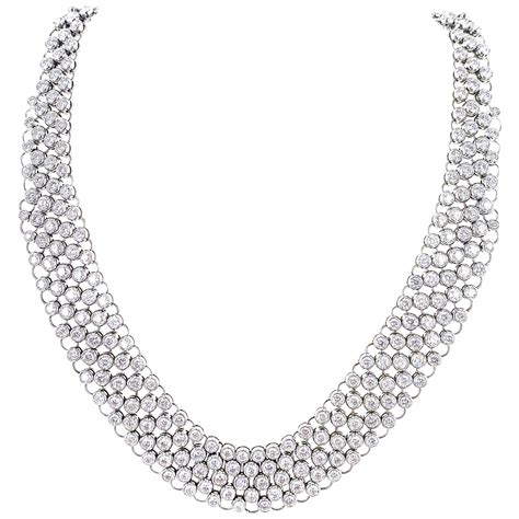 Hj Signed 9 Carat Round Brilliant Cut Diamond Necklace In White Gold