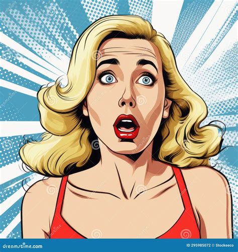 Surprised Blonde Woman Pop Art Comic Retro Vector Illustration Stock