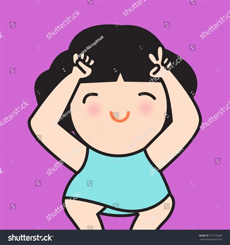 Cute Girl With Her Happy Dancing Concept Card Royalty Free Stock Vector 777218398