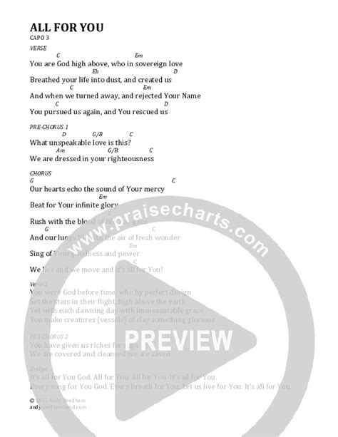 All For You Chords Pdf Andy Needham Band Praisecharts