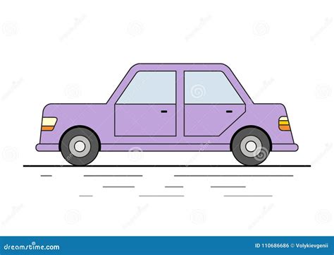 Purple Sedan Car Isolated On White Background Stock Vector