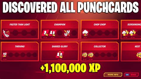 Fortnite punch cards were introduced in chapter 2, but last season, epic changed the way in which the punch cards work and there are many cards you can complete to help you to earn more xp. All 55 Punch cards in Fortnite Chapter 2 Season 4 - ALL ...