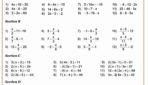 linear equations worksheet grade 8
