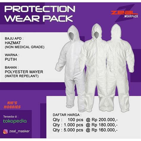 Jual Baju Apd Alat Pelindung Diri Hazmat Suit Putih Zeal Wearpack