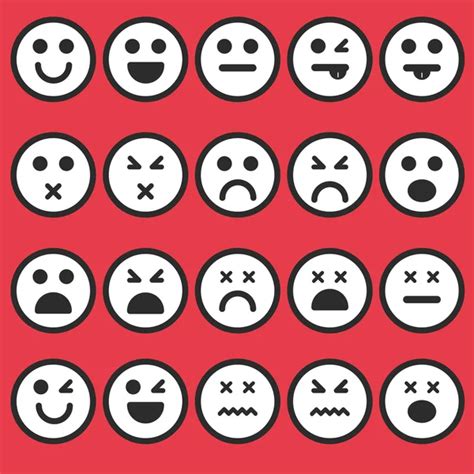 Set Colorful Emoticons Faces Icons Vector Illustration Isolated White