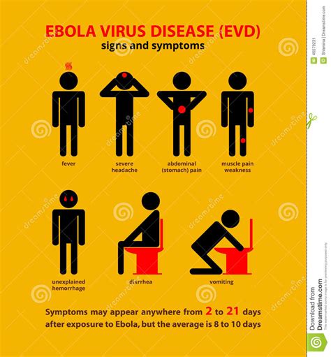 The disease emerged in 1976 in almost. Ebola-Symptome infographic stock abbildung. Illustration ...