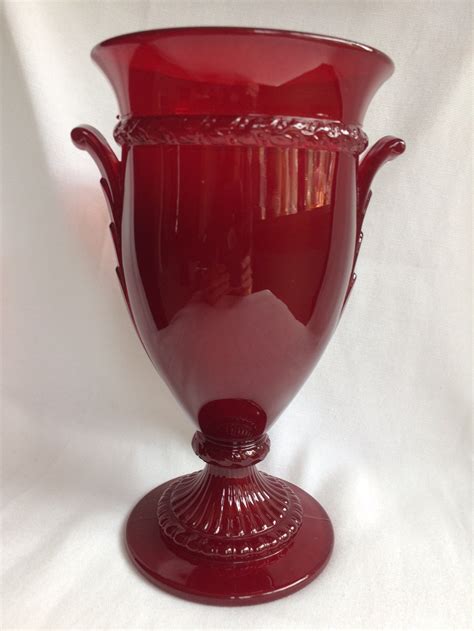 Cambridge Glass Vintage Carmen Red Gadroon Urn Or Vase Etsy