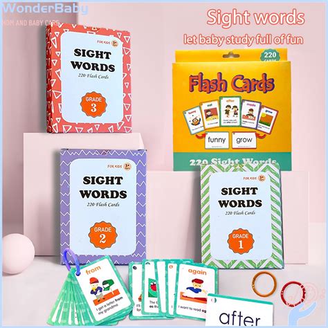 Wonderbaby 220 Cards English Words Learning Cards Sight Words For Early