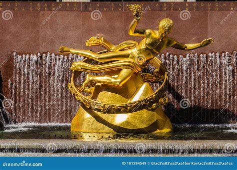 Golden Statue Rockefeller Center New York Usa Editorial Stock Image