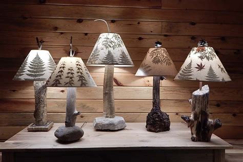 Rustic Tree Lamps And Lamp Shades With Leaves Rustic Chic Decor