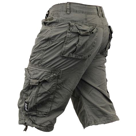 Mens Combat Cargo Shorts Crosshatch Knee Length Cotton Casual Fashion