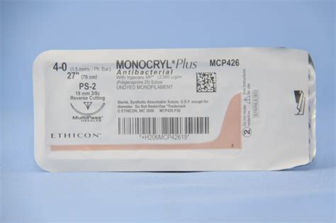 Ethicon Suture Mcp426h 4 0 Monocryl Plus Antibacterial Undyed 27