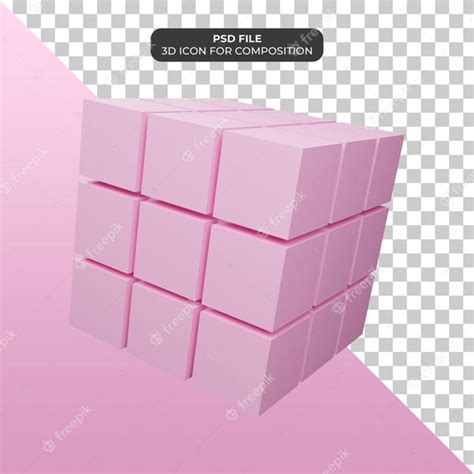Premium Psd 3d Illustration Of Pink Rubik Cube Icon