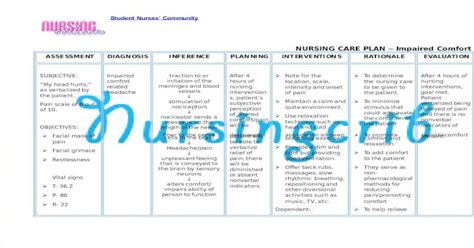 Nursing Care Plan For Impaired Comfort Ncp Pdf Document