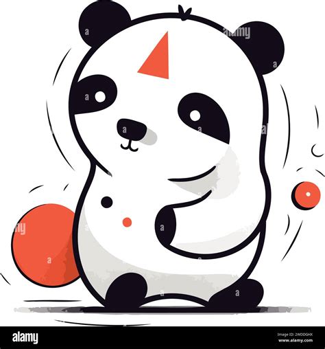 Cute cartoon panda with a red ball. Vector illustration Stock Vector