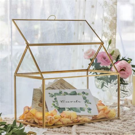 Geometric Glass Card Box Terrarium Rose Gold Handmade Pure Etsy
