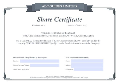 Share Certificate Template Choices Inform Direct Support