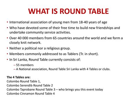 Ppt The Aims And Objectives Of Round Table Powerpoint Presentation