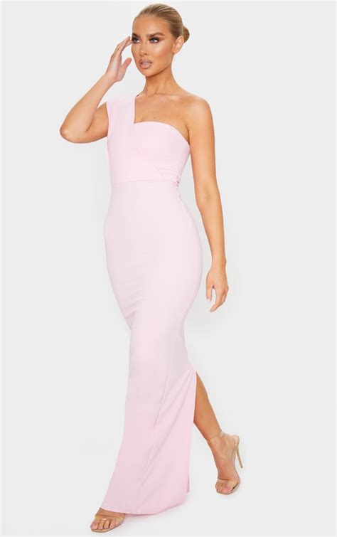 Baby Pink One Shoulder Maxi Dress Dresses Prettylittlething Ie
