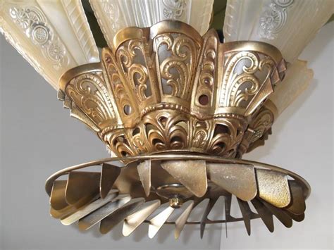 Art nouveau grey, bone, inspire grey. Art Deco Signed Edwin Guth Ceiling Fan Consolidated Glass ...
