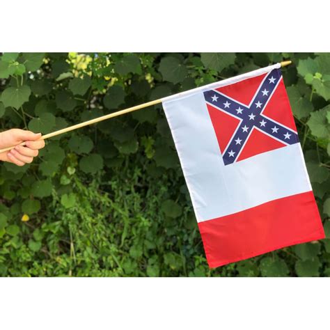 Third 3rd Confederate Flag 12 X 18 Inch On Stick