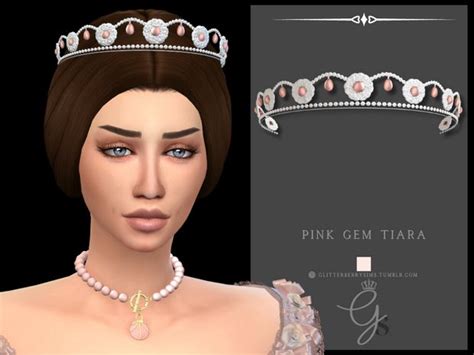 Pink Gem Tiara Glitterberry Sims Sims 4 Sims Hair Pink Gem