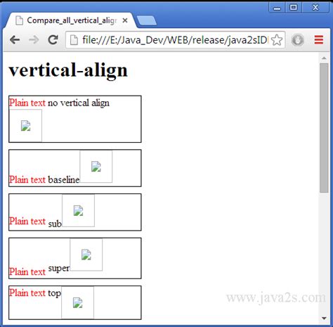 Compare All Vertical Align Settings In Html And Css