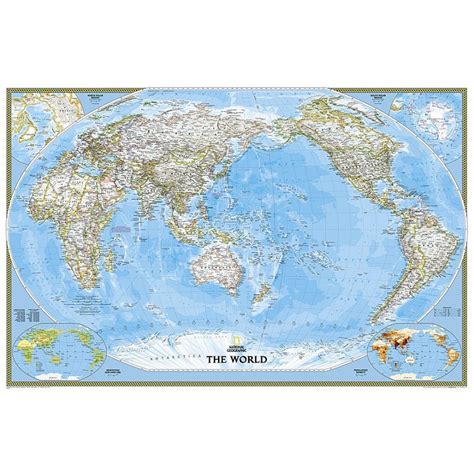 World Political Pacific Centred Enlarged Laminated Wall Map