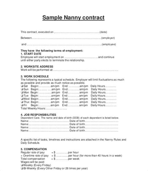 Nanny Contract 9 Examples Format Pdf Examples