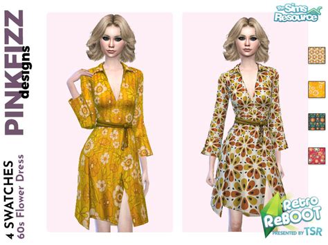 The Sims Resource Retro Reboot 60s Flower Dress