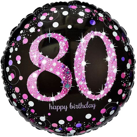 80th Birthday Balloon 18in Pink Sparkling Celebration Party City