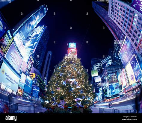 Christmas Tree Lights Times Square Midtown Manhattan New York City