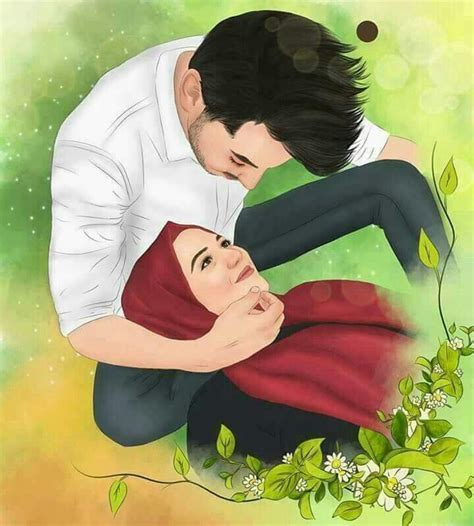 Love Hijab Couple Cartoon In 2020 Muslim Couple Photography Anime