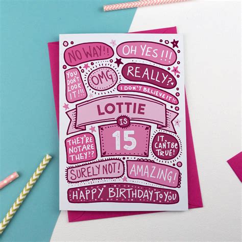 15th Omg Birthday Personalised Illustrated Card By A Is For Alphabet