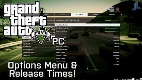 Gta V Pc Options Menu And Release Times Youtube