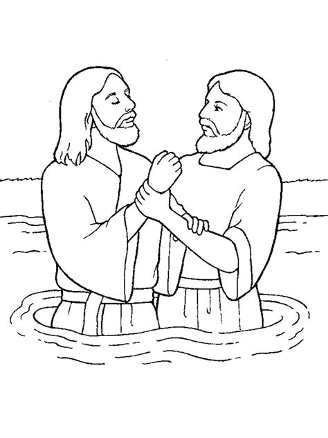 An illustration of John the Baptist baptizing Jesus Christ, from the nursery manual Behold Your