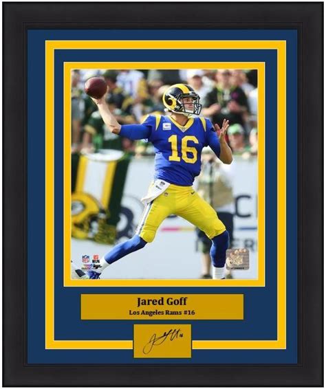 Jared Goff In Action Engraved Autograph Los Angeles Rams Nfl Football