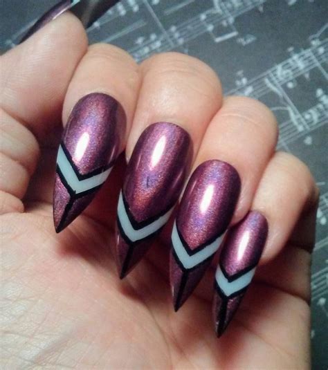 Stiletto Nails Long Holographic Purpleblack Gothgothic Etsy