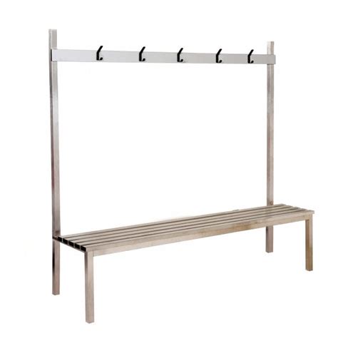 Stainless Steel Single Sided High Bench 1000mm Wide 5 X Coat Hooks