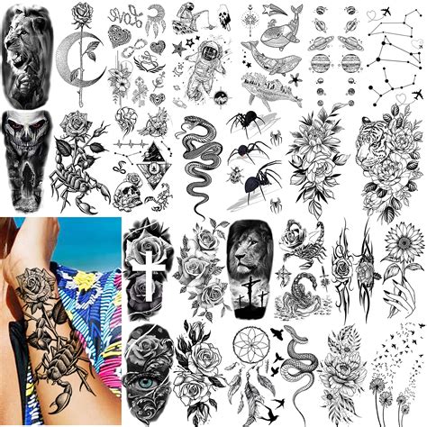 Buy Vantaty 61 Sheets 3d Snake Flower Temporary Tattoos For Women Girls